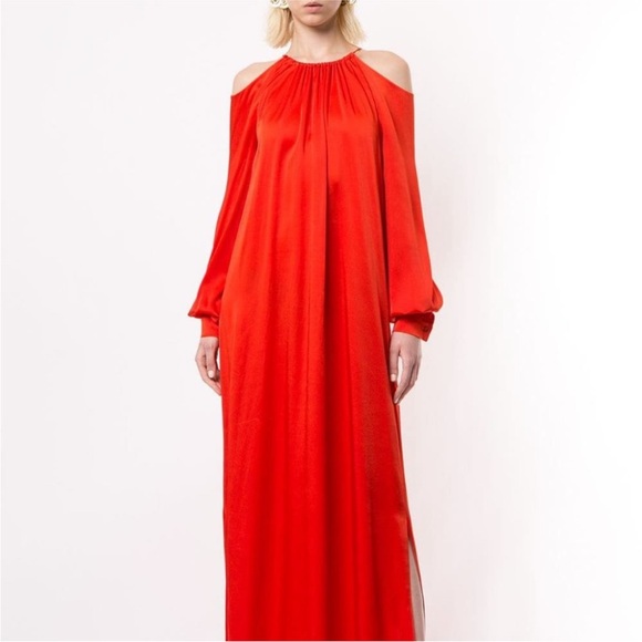 Rosetta Getty red cold shoulder gown - Picture 4 of 14